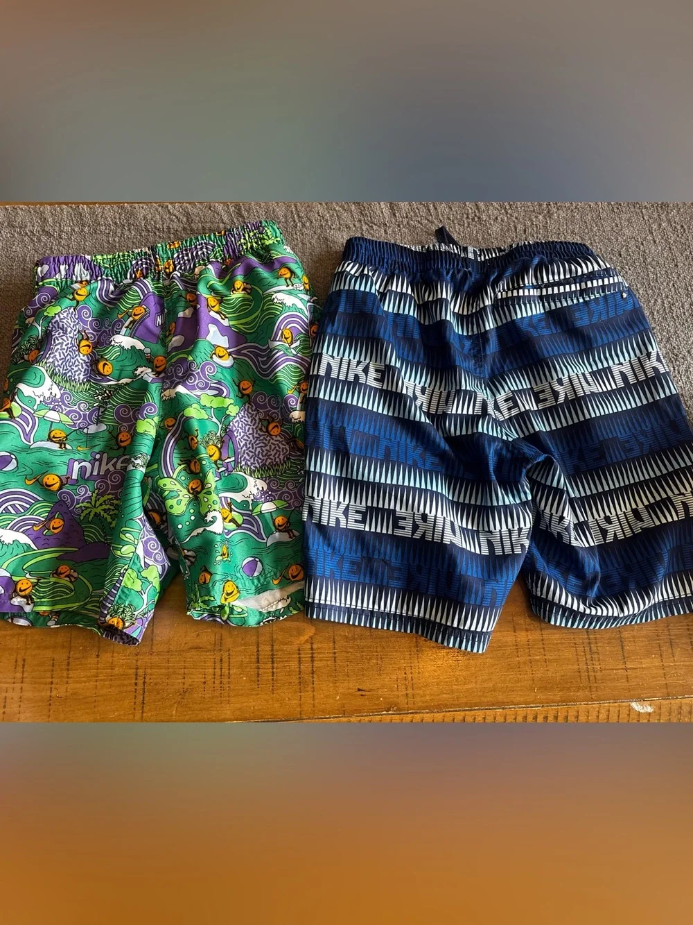 Nike Navy & Green Patterned kids Swim Shorts Duo